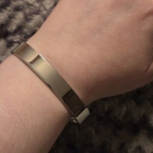 Stainless Steel Rectangular Hinged Bangle Bracelet